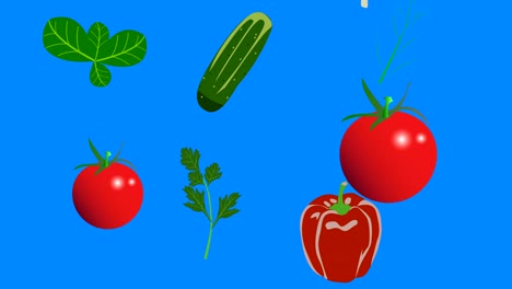 vegetables elements animation chroma key background removable, seamless loop