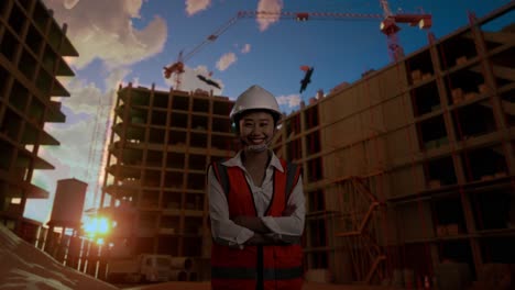 ingeniera de construcción en un sitio de construcción