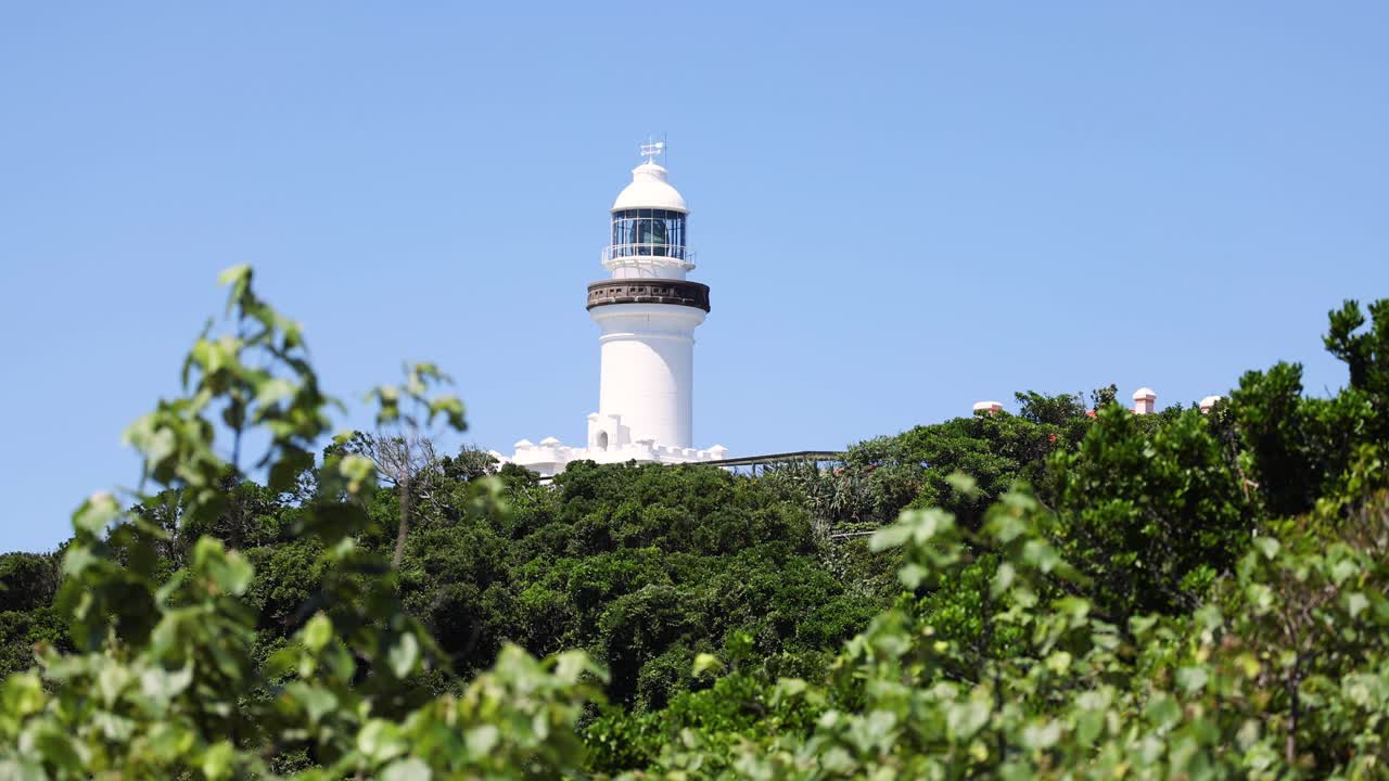울창 한 초록색 에서 볼 수 있는 등대