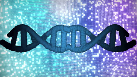 dna strand and binary coding, scientific data processing animation