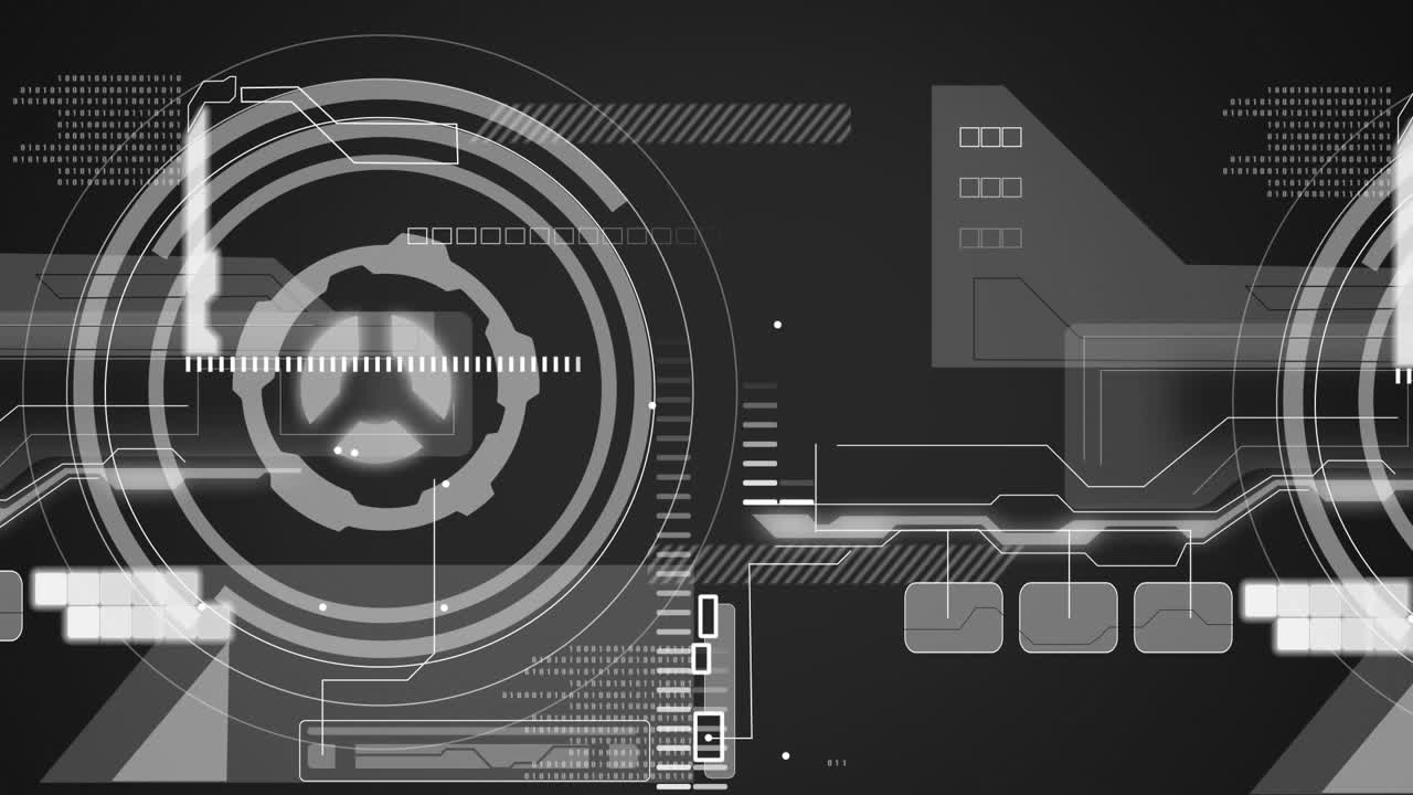 Animation of scope scanning data processing on black background
