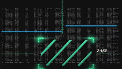 Animation of data processing over black background