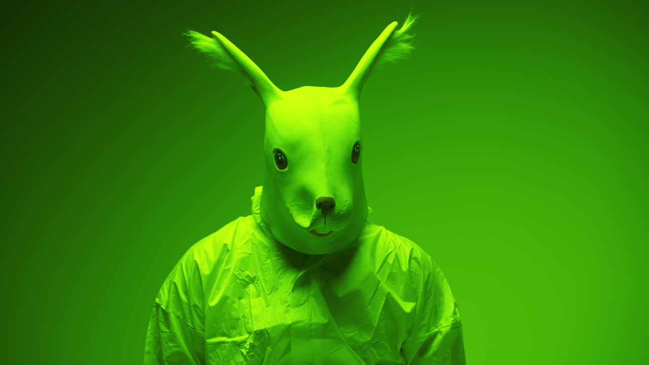 Person i en grøn egernmaske