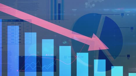animación del procesamiento de datos sobre un fondo azul