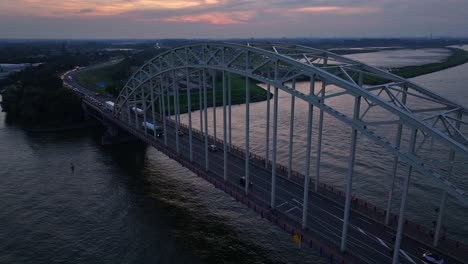 Aerial-view-of-the-bridge-connecting-the-banks-of-Amsterdam-in-the-Netherlands