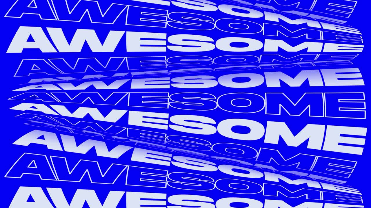 impresionante bucle de fondo de animación promocional azul brillante. rollos de palabras perceptibles firman banner para publicidad promocional. llamativo impresionante video de anuncio de marketing cinético de las redes sociales.