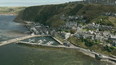 aerial view of the gardenstown on the aberdeenshire coastline on a summer day