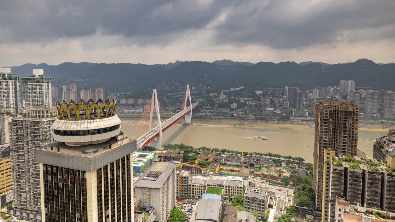 Timelapse of the amazing Chongqing city skyline from a high vantage point