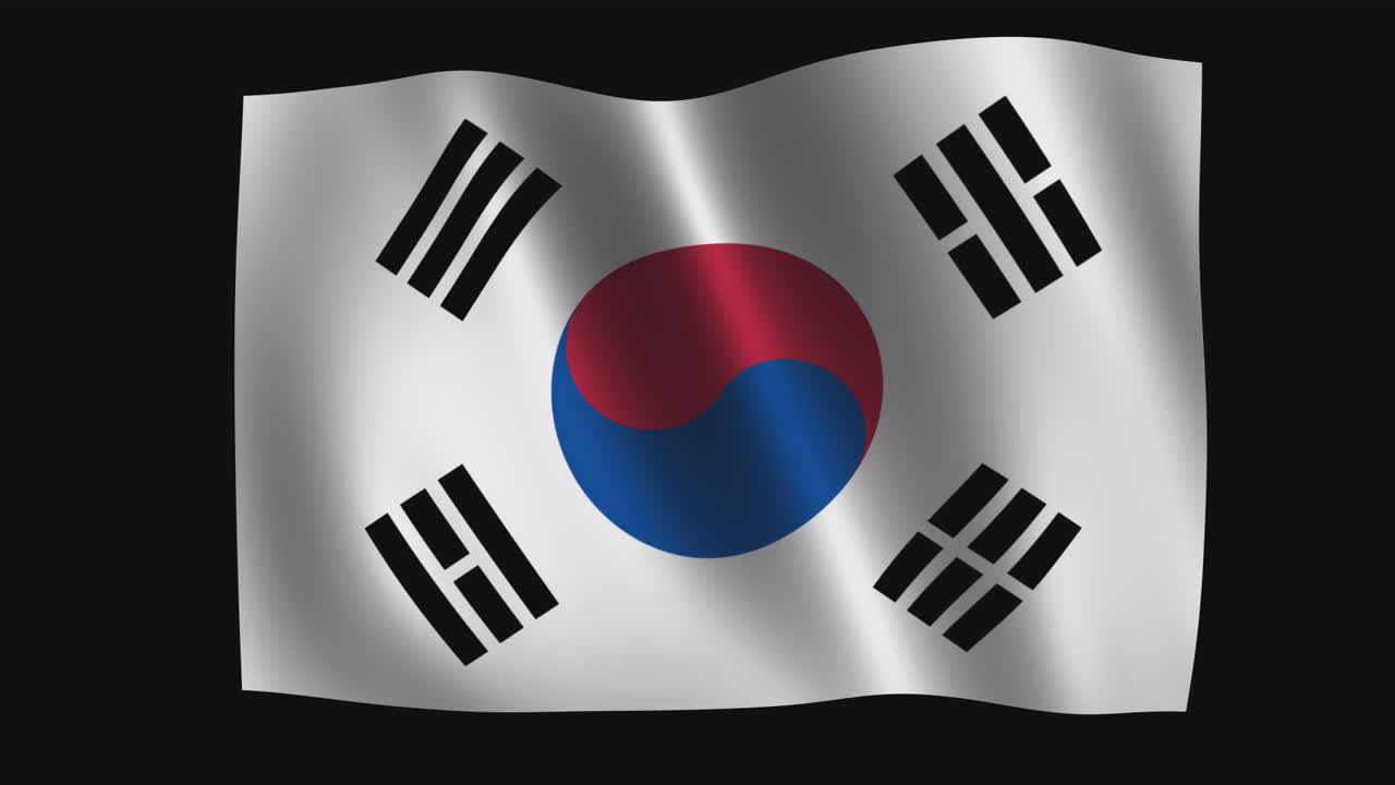 Sydkoreas flag vajende på sort baggrund