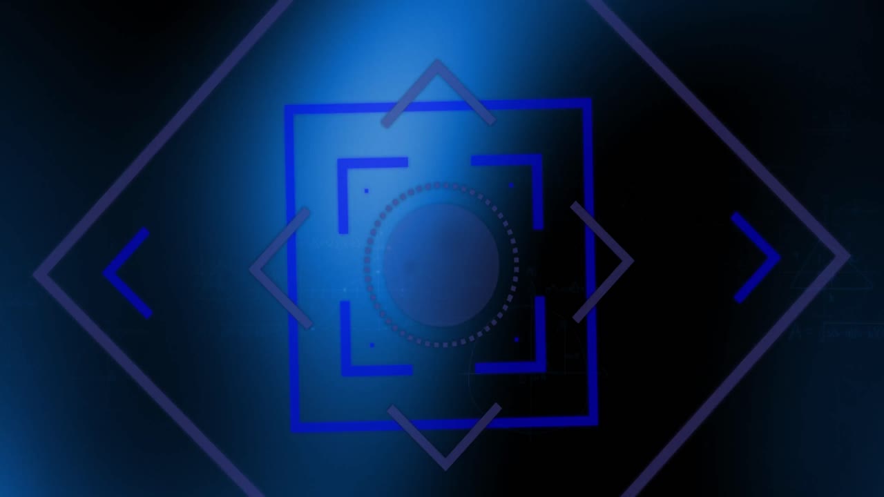 animación de formas gráficas de círculo y cuadrado con corchetes que escanean sobre fórmulas matemáticas