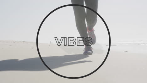 animación de las vibraciones de las redes sociales texto sobre una mujer mayor corriendo