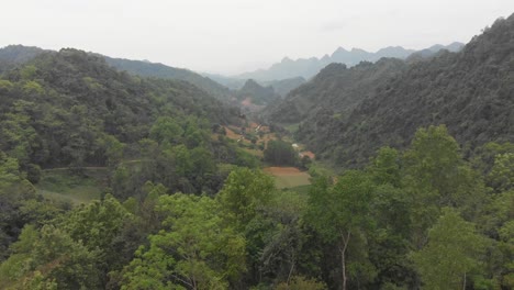 reveal shot of beautiful valley at cao bang, aerial