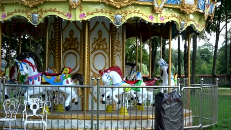 new carousel  horses toy group in summer