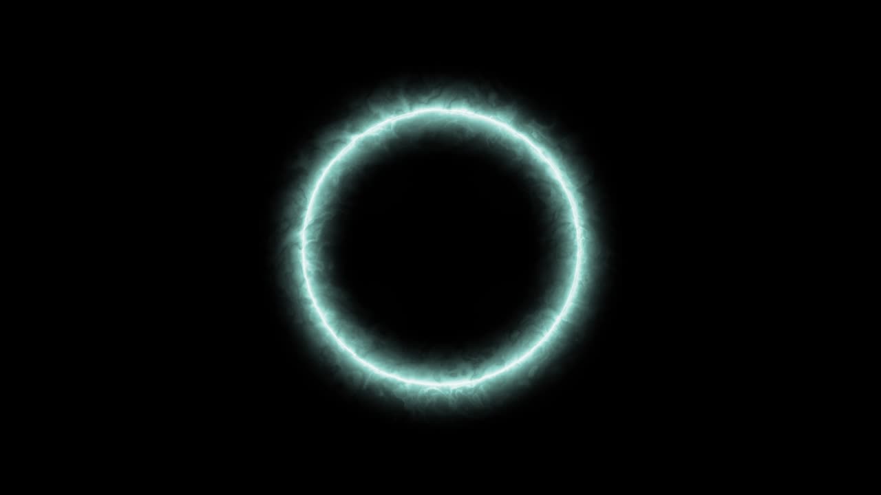 Blue circle flaming in the darkness. Loop