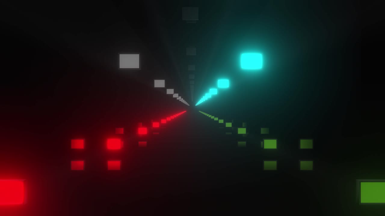 túnel de neón abstracto con cuadrados brillantes