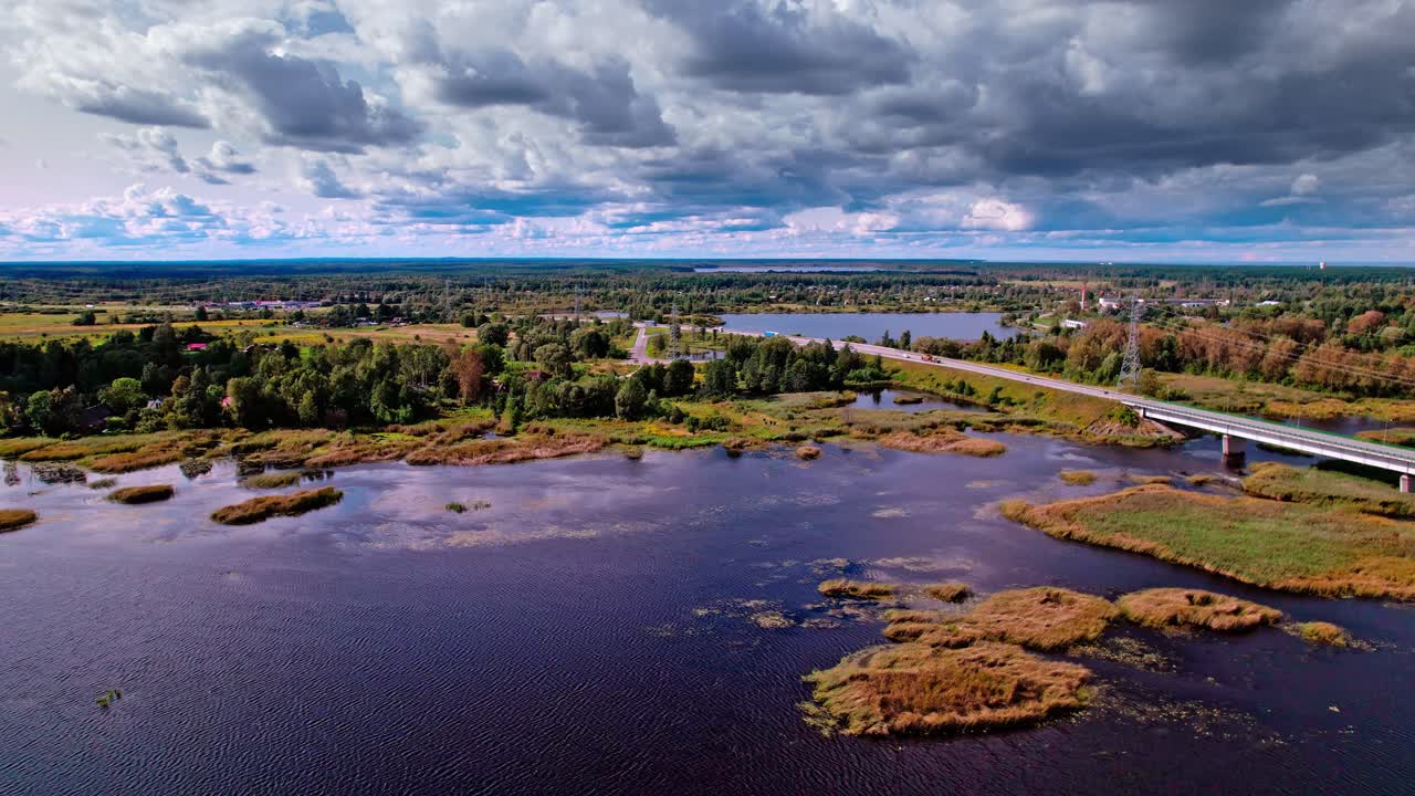 Stunning aerial view of Latvia's lush landscapes and waterways