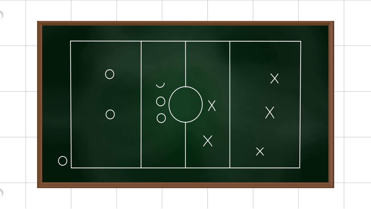 색 사각형 종이 배경에 스포츠 게임 전략의 애니메이션