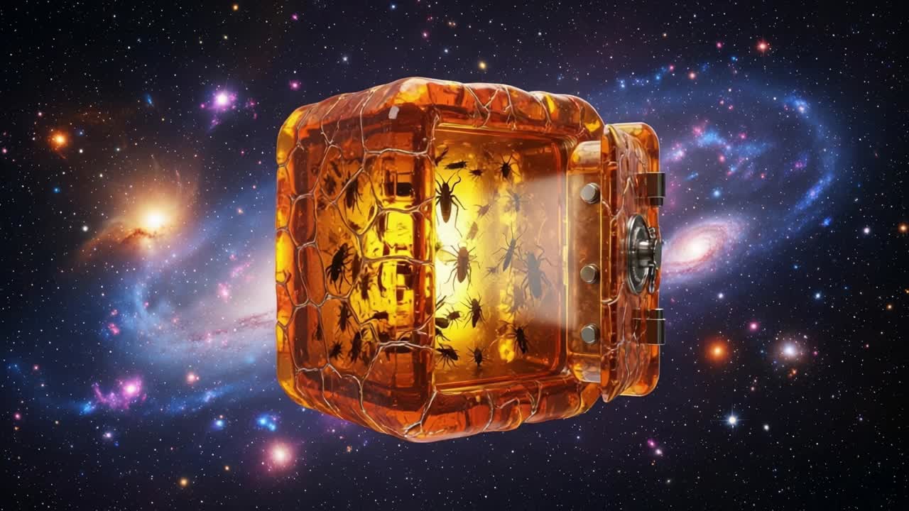A Captivating Cosmic Discovery: An Enigmatic Jar Filled with Lively Insects, Illuminating the Vastness of Outer Space