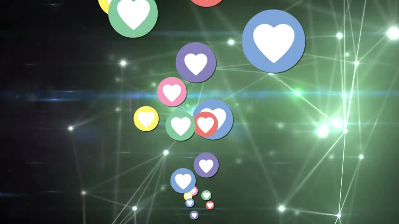 animación de iconos de redes sociales a través de redes de conexiones