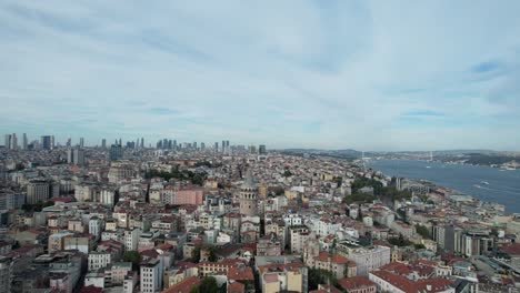 galata tower drone video beyoglu istanbul turkey