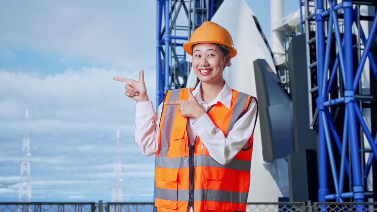 로켓을 가리키는 엔지니어