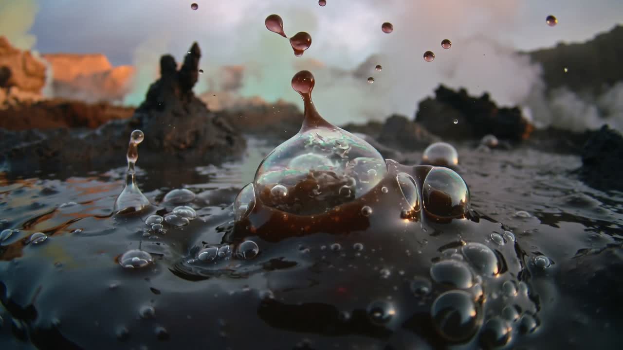 Cupola lavica che si gonfia sotto pressione, che espelle goccioline e forma bolle nella lava, guglie e vapore.