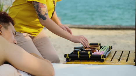 man receiving back massage