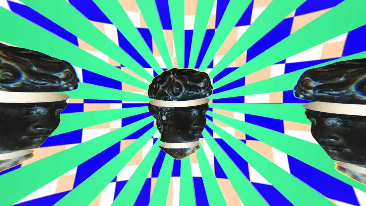 Abstract Glitch Art Animation with Rotating Classical Busts