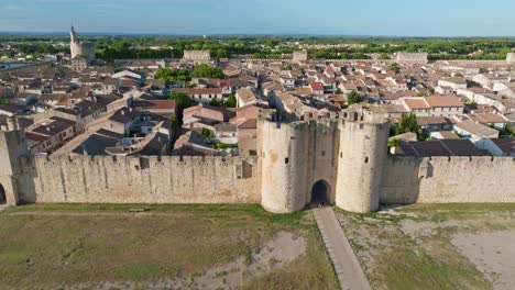 an aerial view of aigues-mortes fort in france