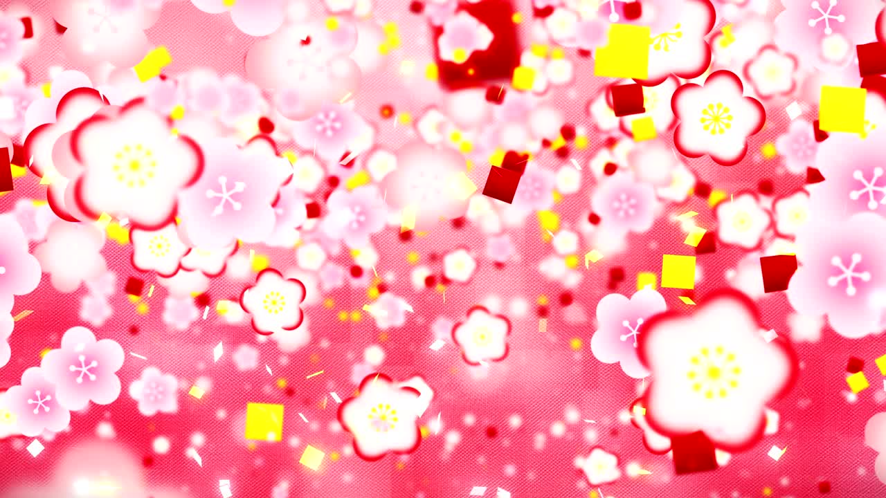 새해 일본 패턴, 은 배경, 루프 애니메이션