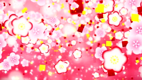 new year japanese pattern, red background, loop animation,