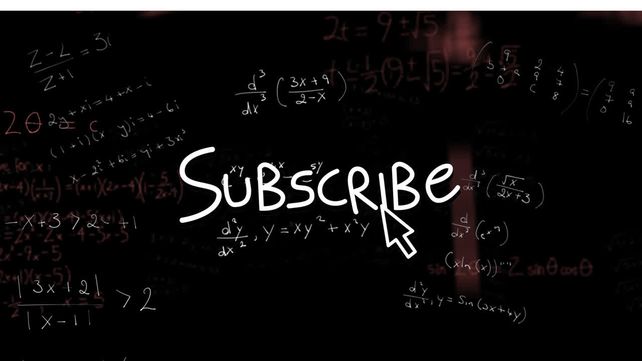 animación de suscripción sobre fondo negro con fórmulas matemáticas