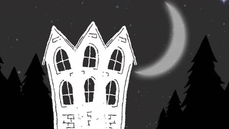 Animation-of-haunted-house-over-night-scenery