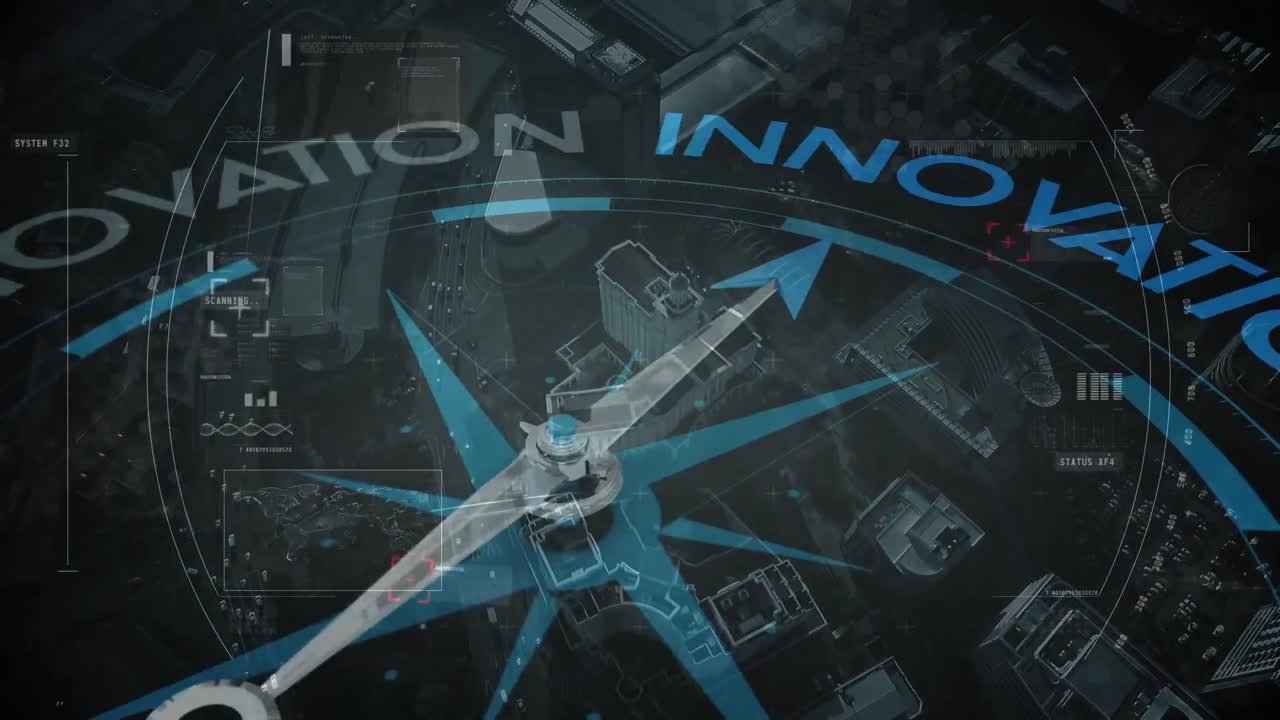 도시 위에 혁신 나침반이 있습니다.