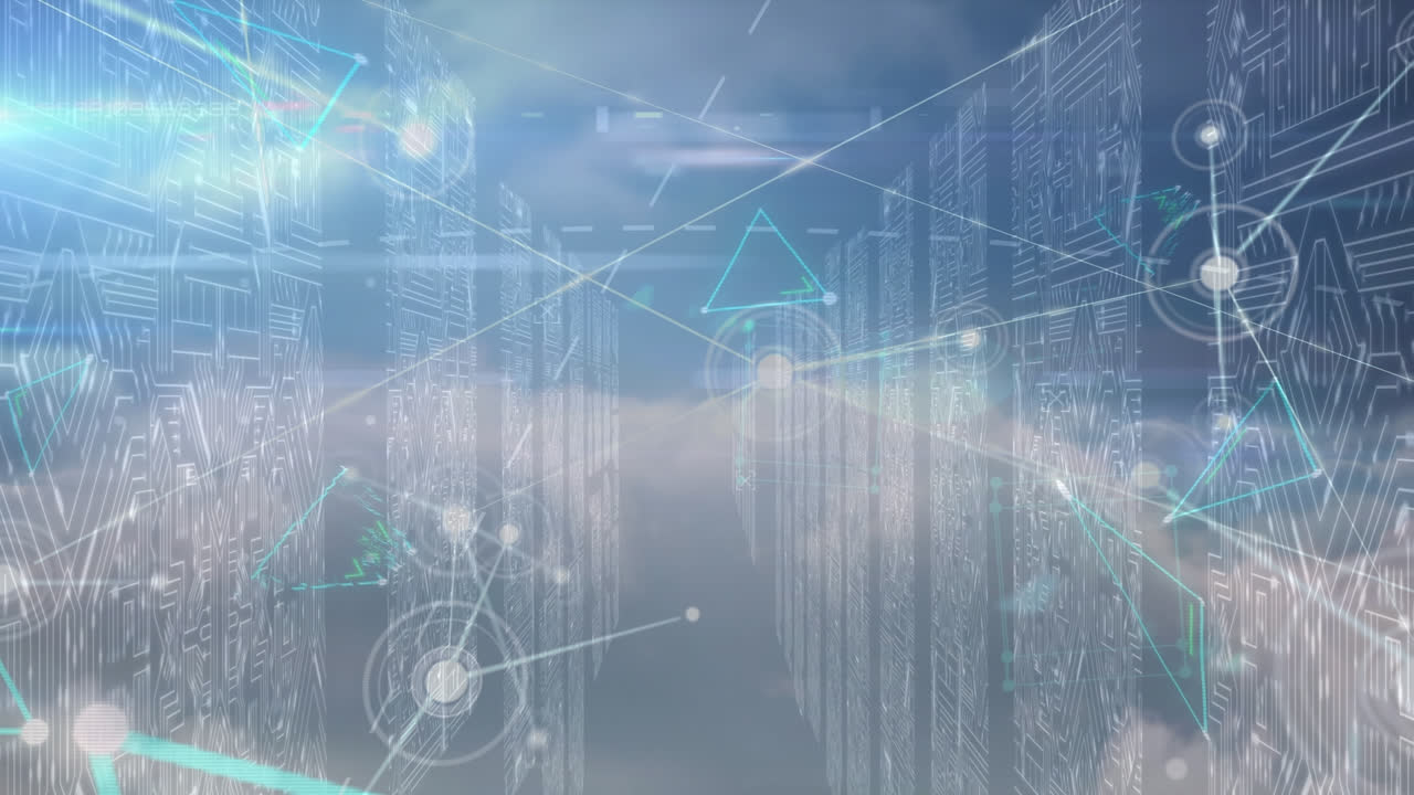 클라우드 상의 연결 네트워크의 애니메이션