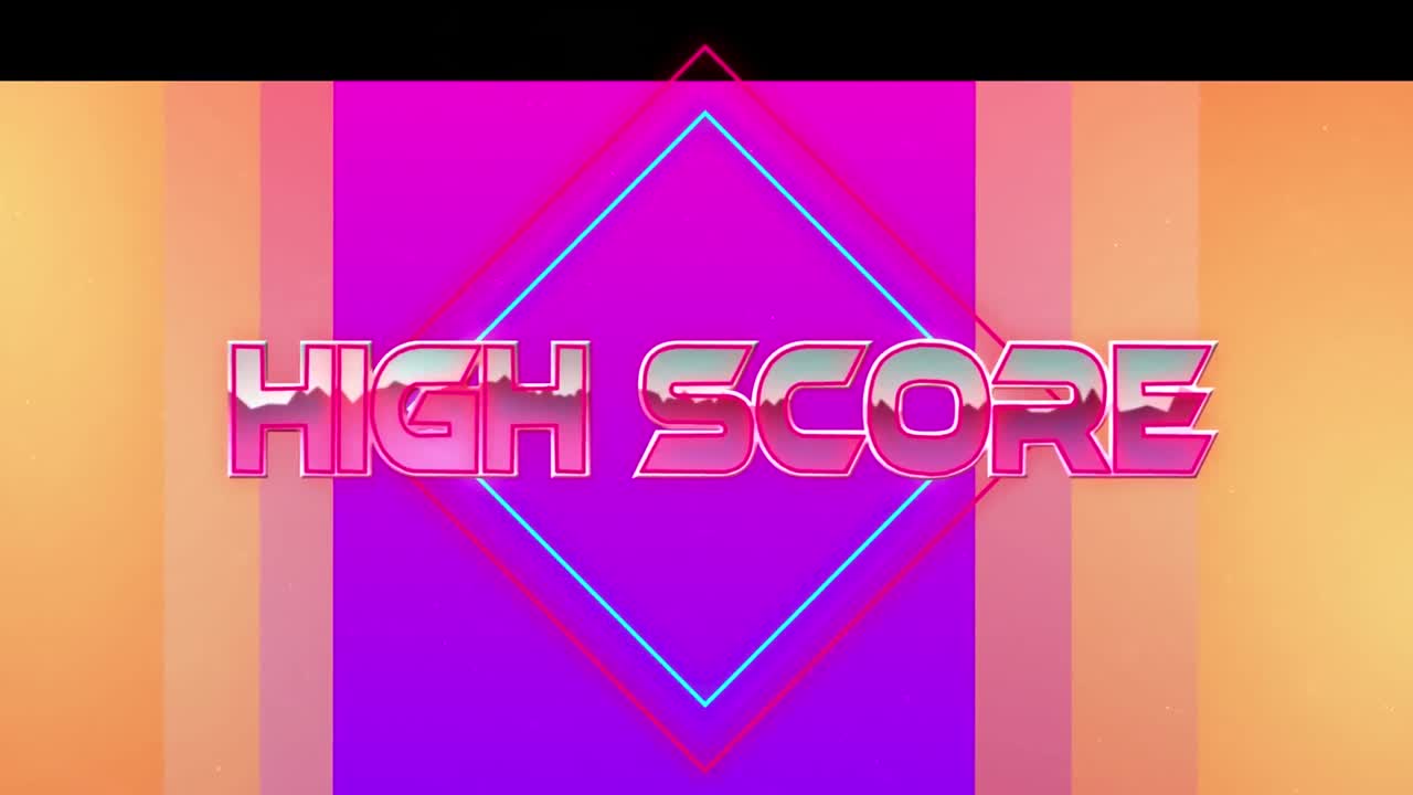 Animation of high score text over colorful background