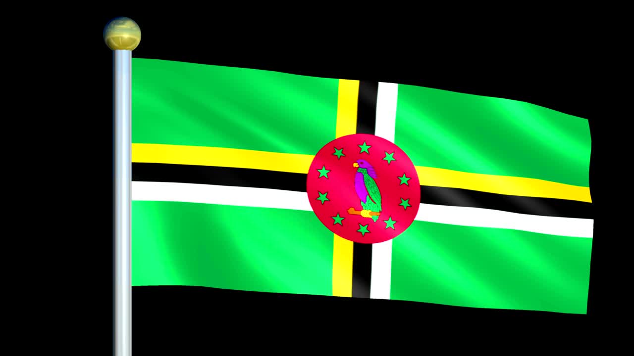 bandera animada de dominica con un gran bucle