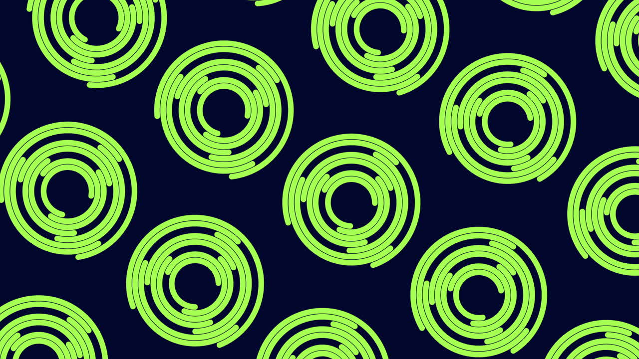 Symmetrical repeating purple spirals on black background, intriguing circular pattern