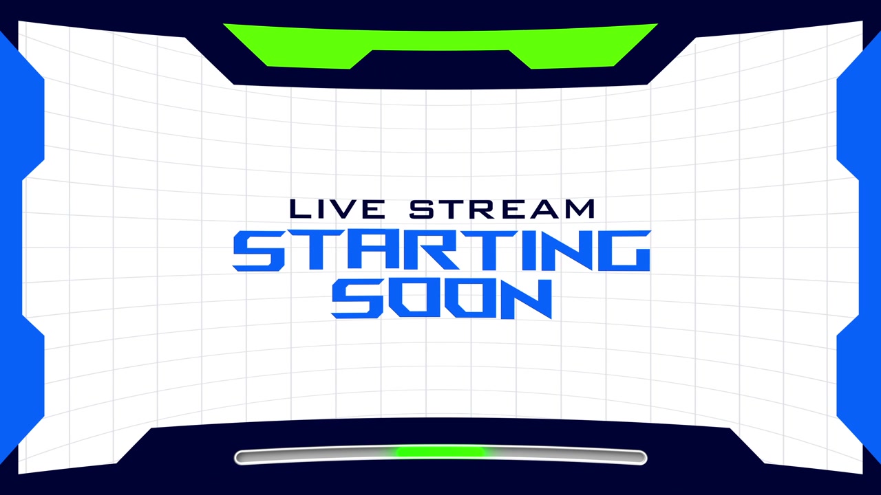 Live Stream Starting Soon Screen with Futuristic Gaming Overlay