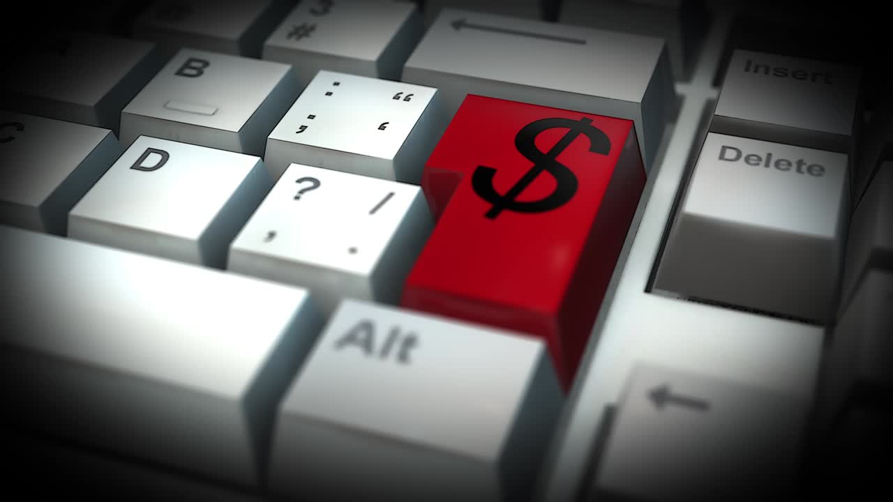 botón de dólar en el teclado de la computadora