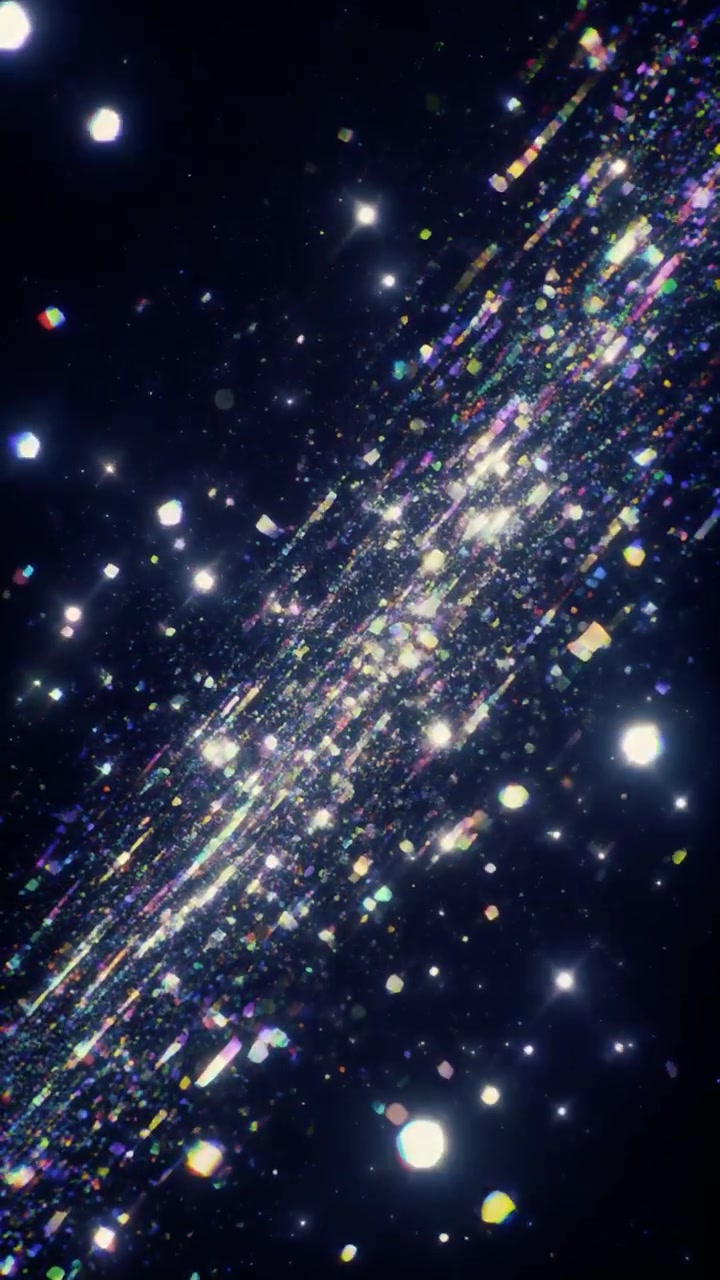 Abstract Motion Background with Glowing Colorful Particles and Light Streaks
