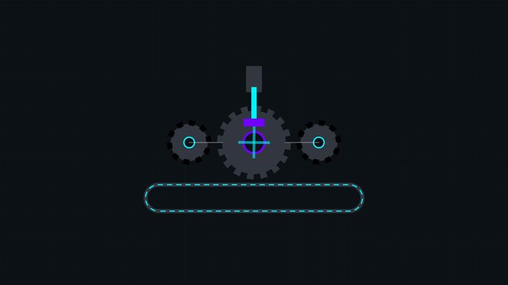 Animated Gear Mechanism with Pulsing Loading Bar
