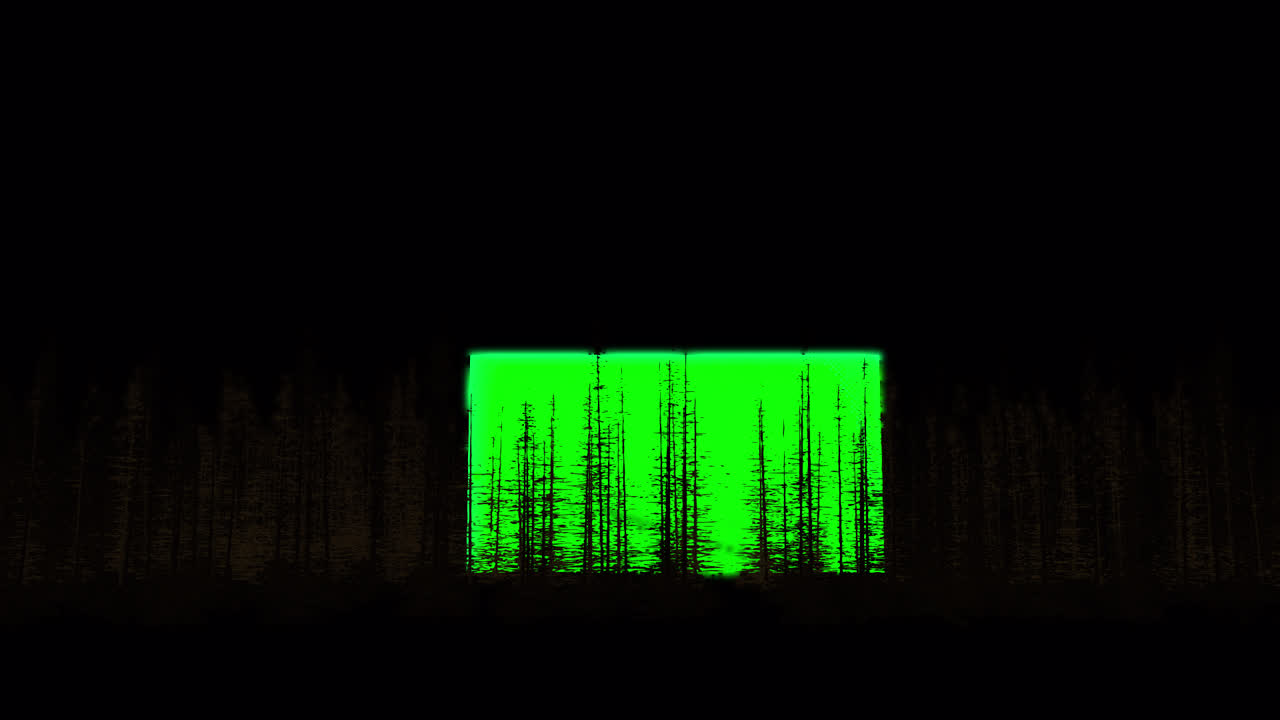 Burning forest with green screen on transparent background