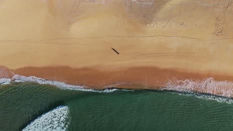 Above-View-Of-A-Person-Strolling-On-Tropical-Beach-In-Portugal