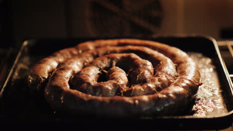 homemade sausage roasting in oven 06