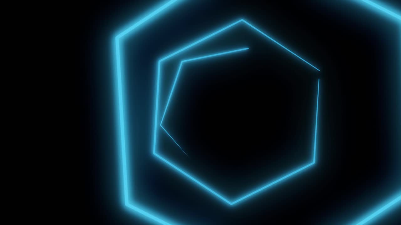 túnel hexagonal de neón abstracto