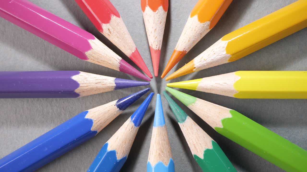 Colorful Pencils Arranged in a Circle