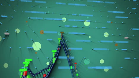 Animation-Der-Datenverarbeitung-Und-Diagramm-über-Grünen-Formen