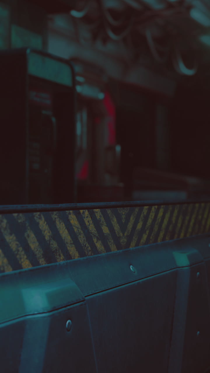 noche de la ciudad cyberpunk: callejón futurista oscuro y arenoso