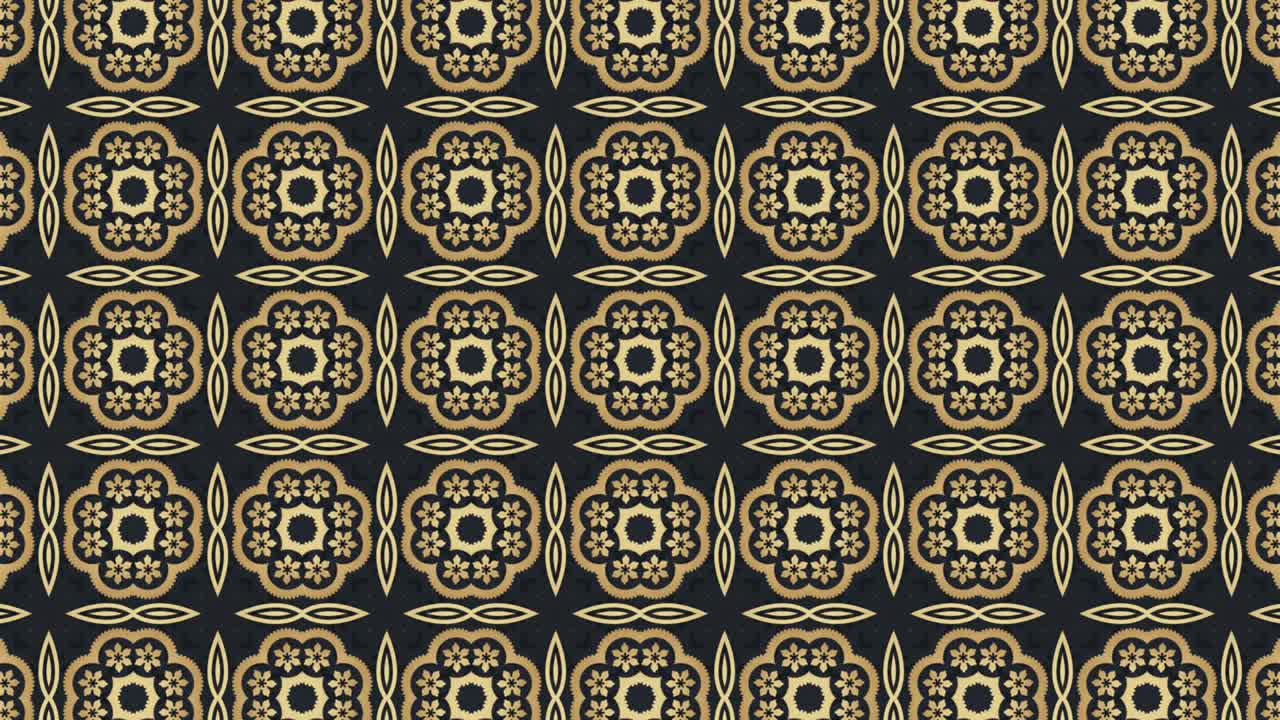Gold ornamental ethnic background. Abstract floral loop kaleidoscope animation